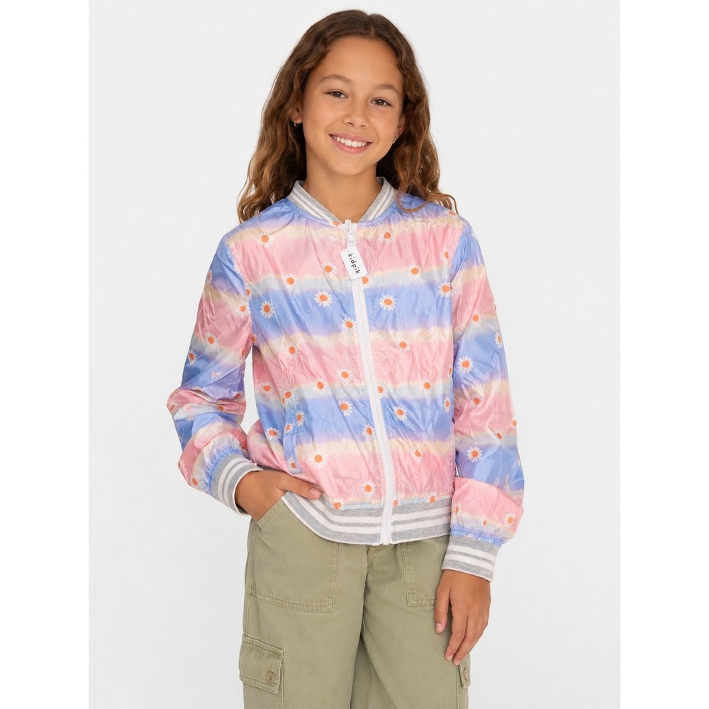 Kidpik Girls Floral Daisy Bomber Windbreaker Jacket Multicolor Size L 12 NWT